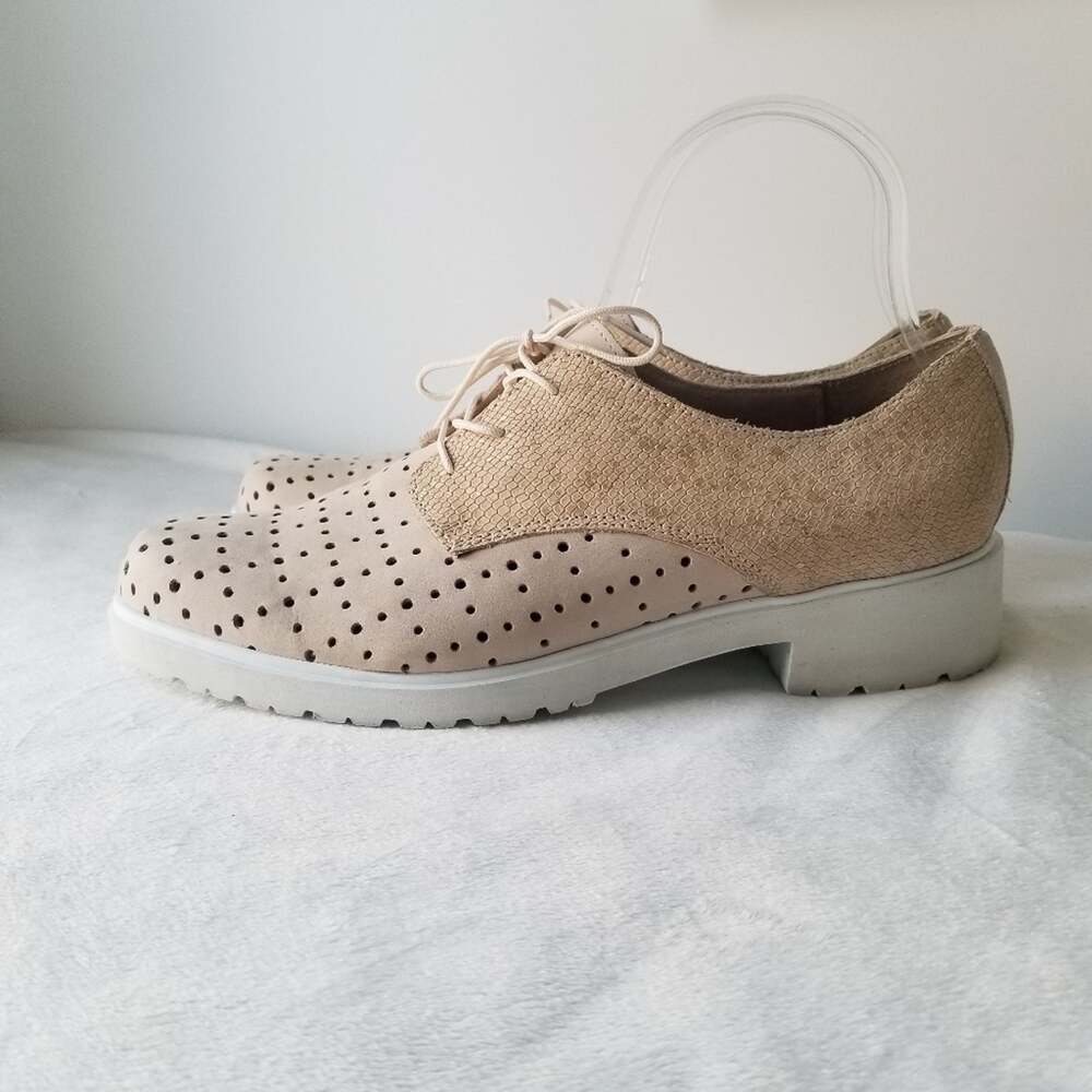 Munro preppy tan ivory leather Durell oxford flats size 9